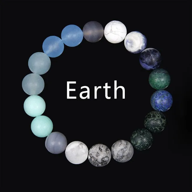 Eight Planets Bracelet Natural Stone Solar system Beads Yoga Bracelet