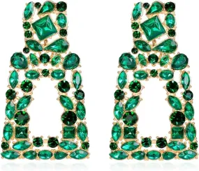 Elegant Green Rhinestone Crystal Earrings