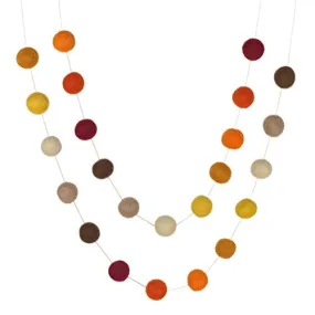 Fall Felt Ball Garland- Ombre Burgundy Orange Gold Tan Brown