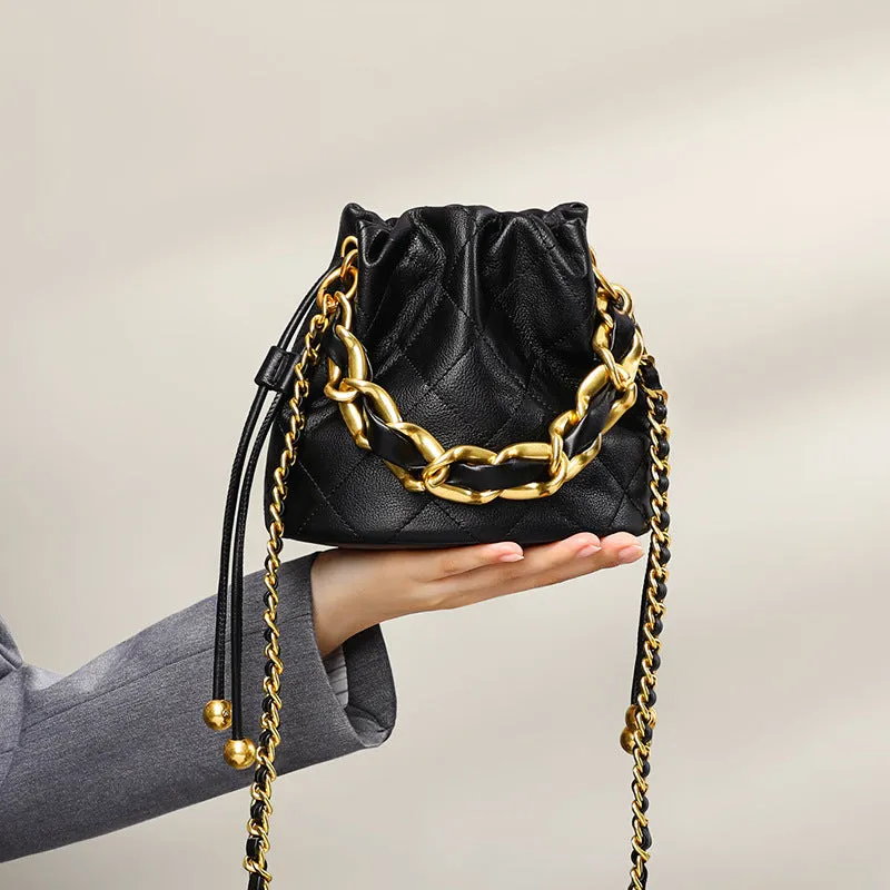 Fashion Crossbody Bucket Mini Portable Shoulder Leather Bag