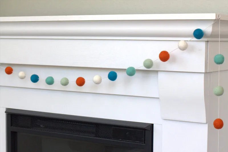 Felt Ball Garland- Orange, Turquoise