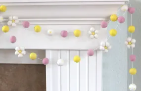 Felt Daisy Garland- Baby Pink, Yellow