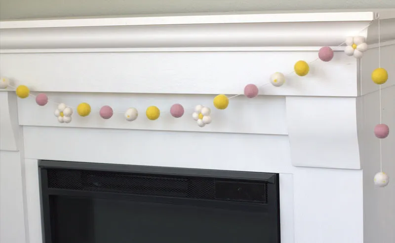 Felt Daisy Garland- Baby Pink, Yellow