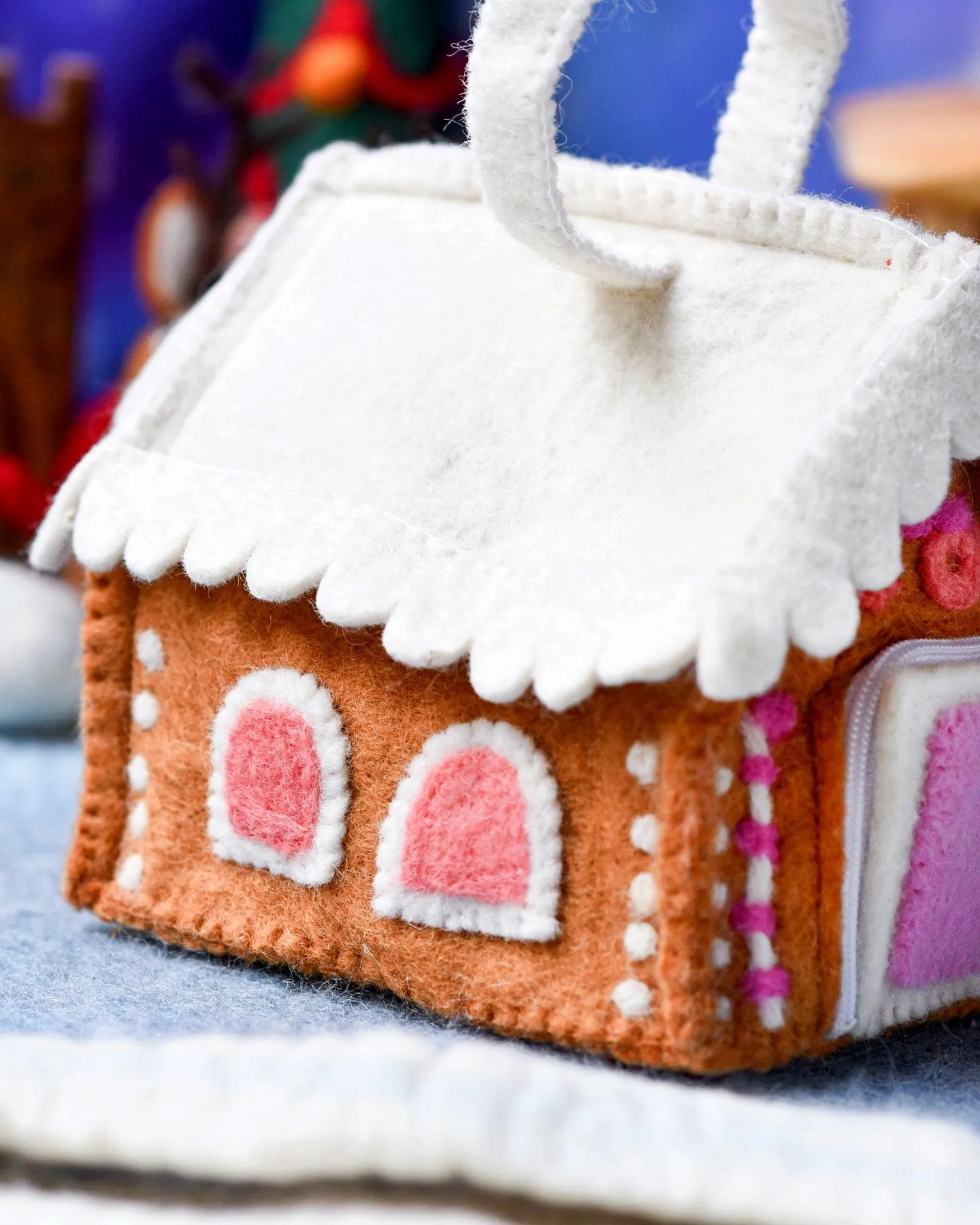 Felt Pink Gingerbread House Bag