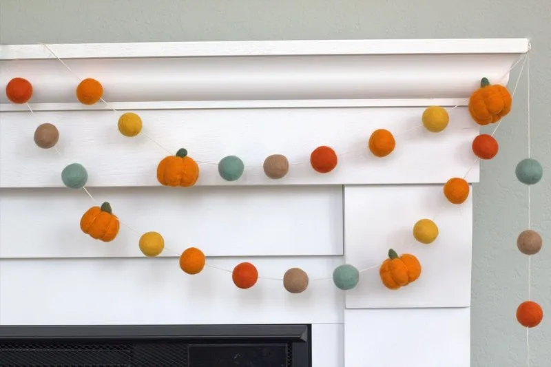 Felt Pumpkin Garland- Orange, Teal, Golden