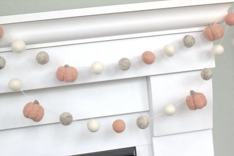 Felt Pumpkin Garland- Pink & Gray