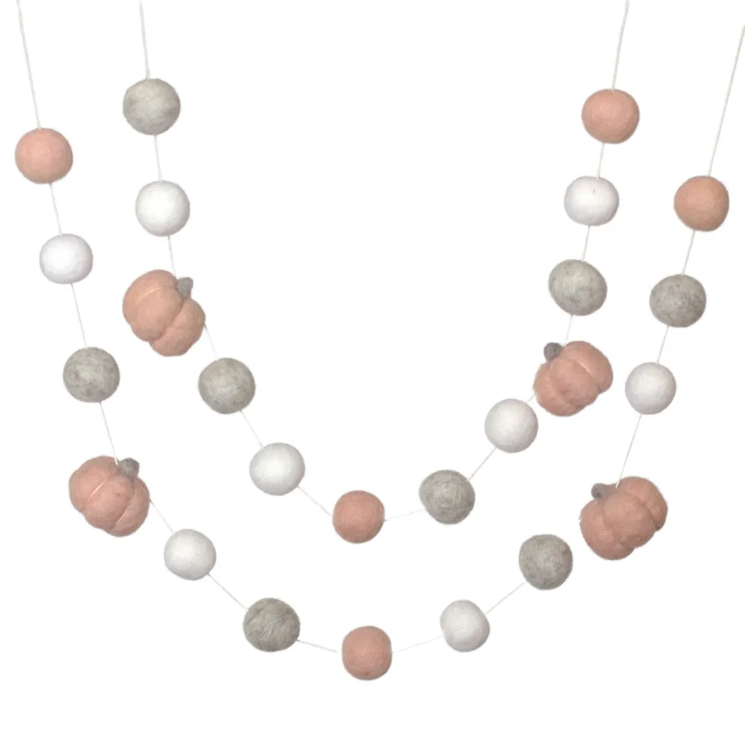 Felt Pumpkin Garland- Pink & Gray