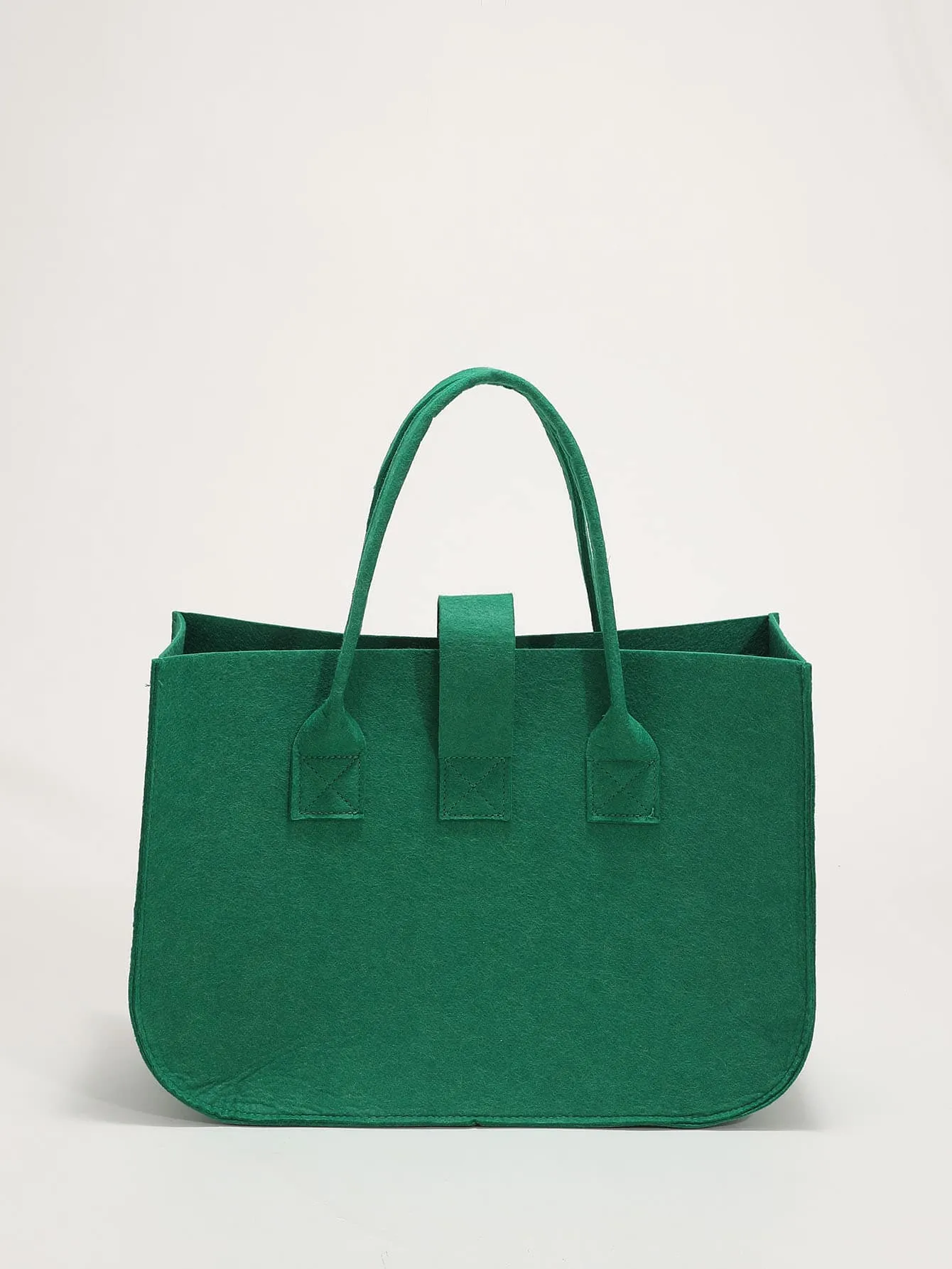 Felt Snap Button Top Handle Tote Bag