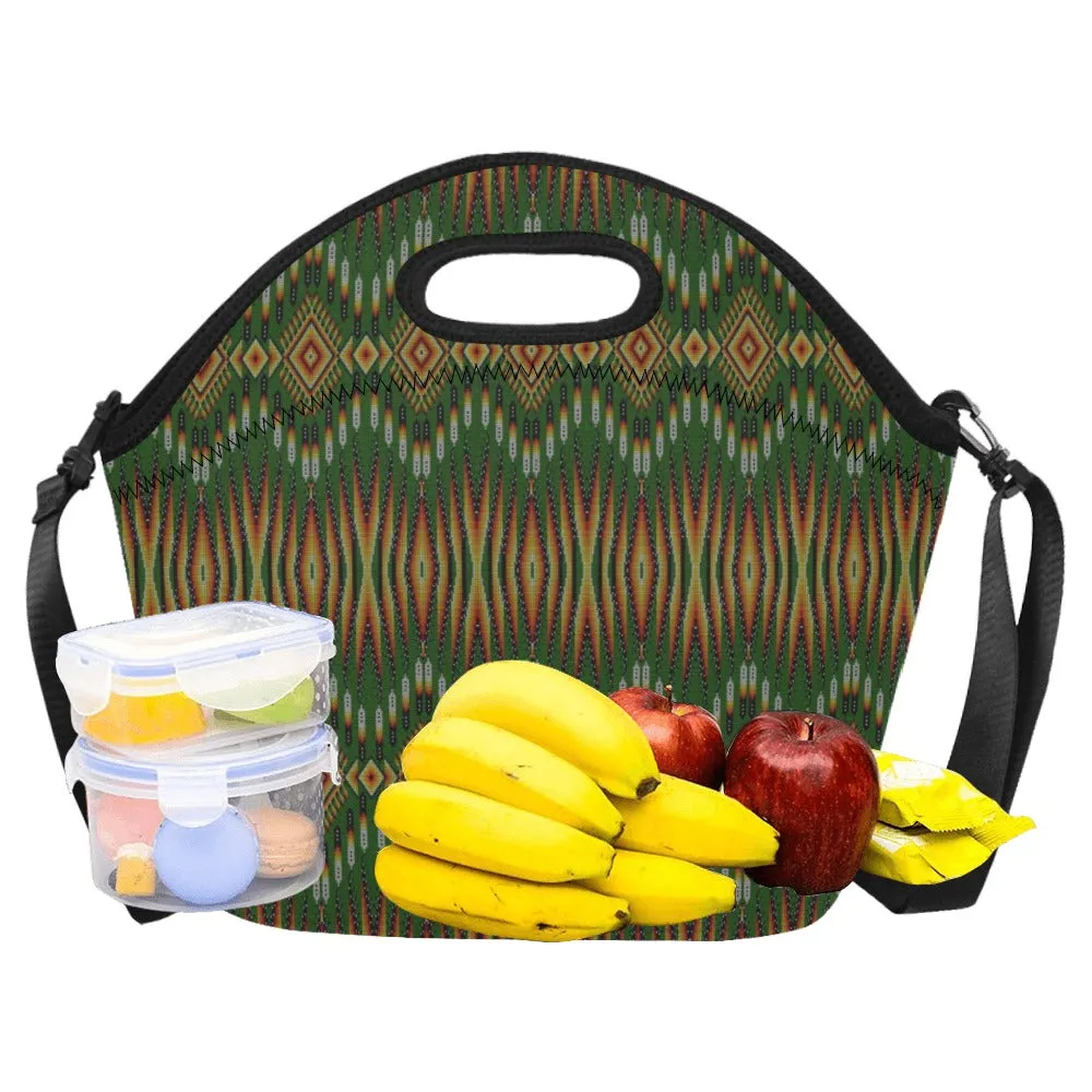 Fire Feather Green Neoprene Lunch Bag/Large