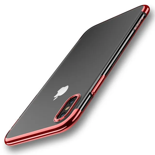 FLOVEME Luxury Plated TPU Case For iPhone X 10 Transparent Ultra Thin Silicone Cover For iPhone 7 6 6S Plus Phone Accessories