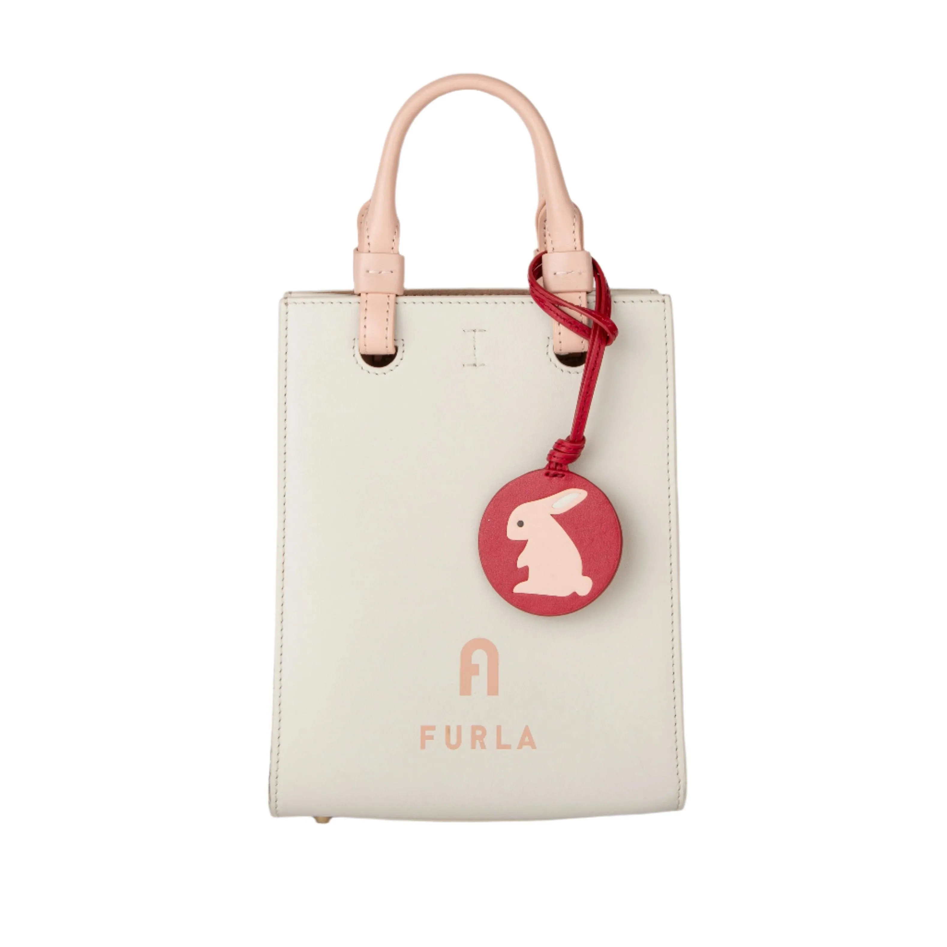 Furla Varsity Style Mini Tote Bag - White & Rose