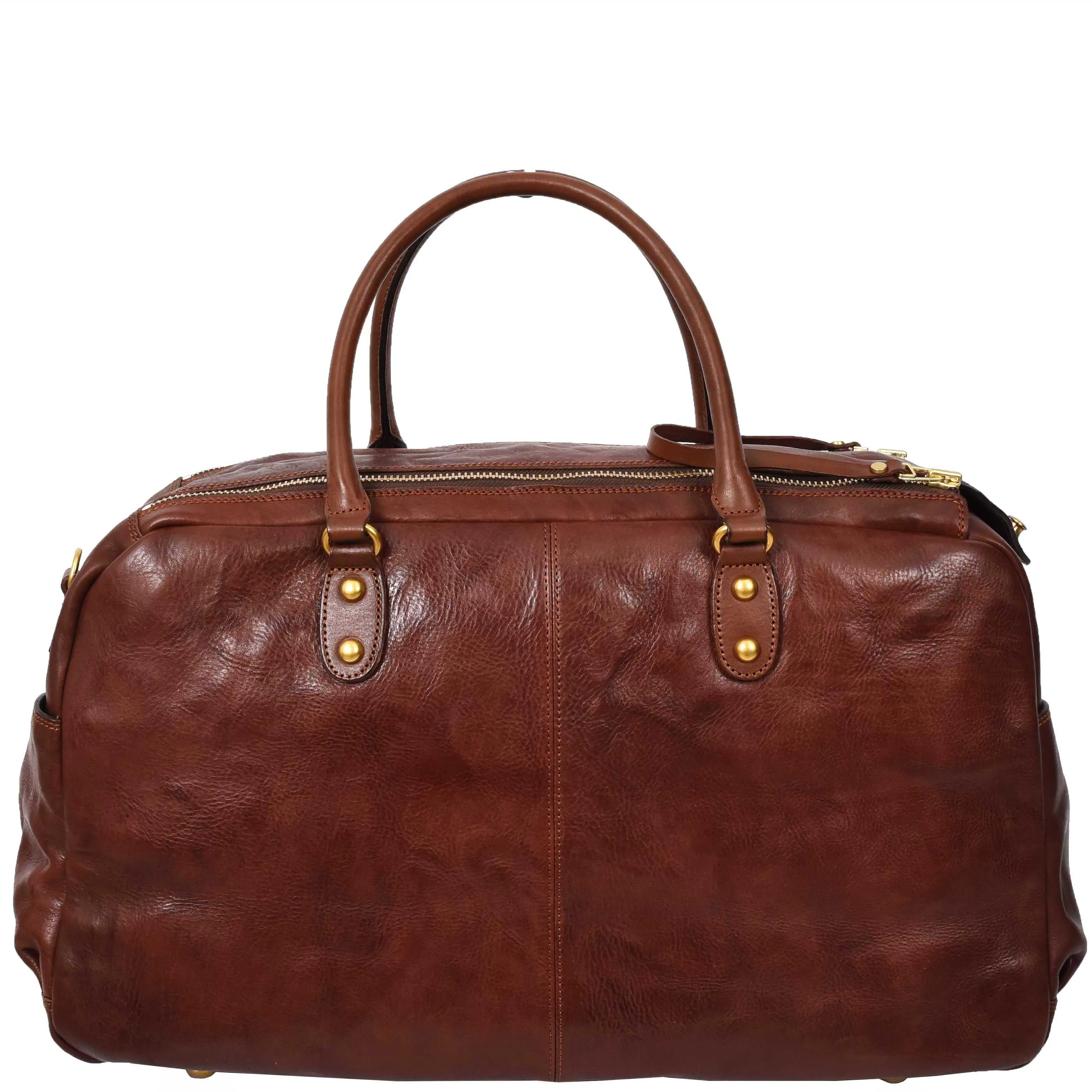 Genuine Leather Large Size Holdall Travel Duffle Bag HOL716 Brown