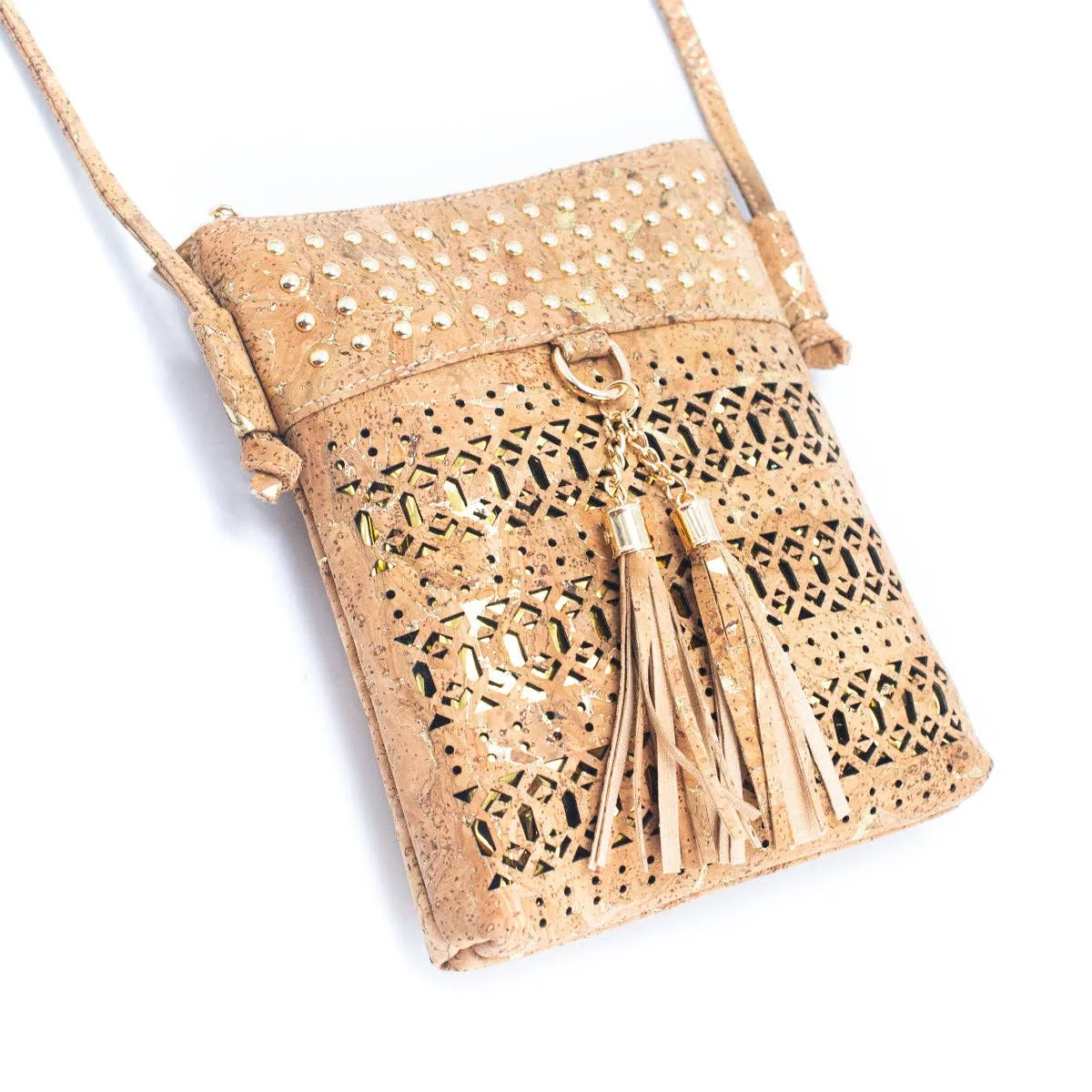 Gold and Silver Accented Cork Women's Cut-out Crossbody Bag BAG-2250