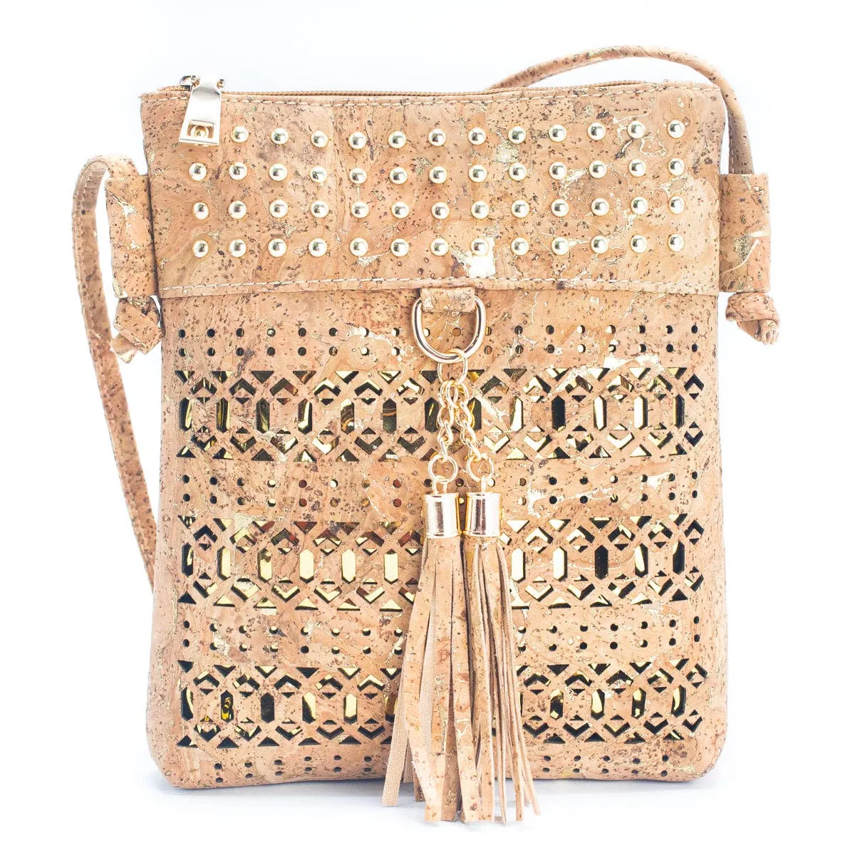 Gold and Silver Accented Cork Women's Cut-out Crossbody Bag BAG-2250