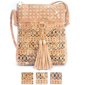 Gold and Silver Accented Cork Women's Cut-out Crossbody Bag BAG-2250