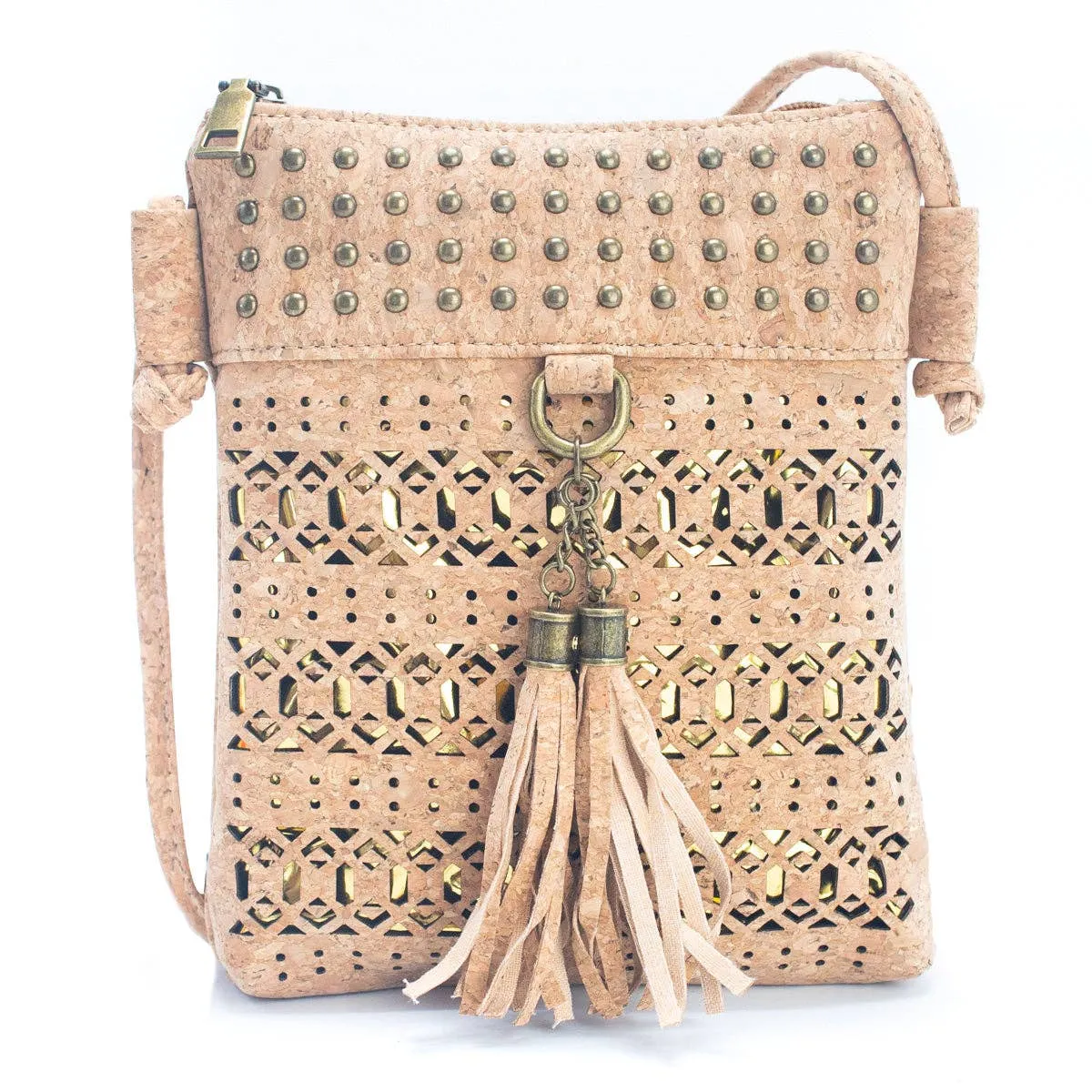 Gold and Silver Accented Cork Women's Cut-out Crossbody Bag BAG-2250