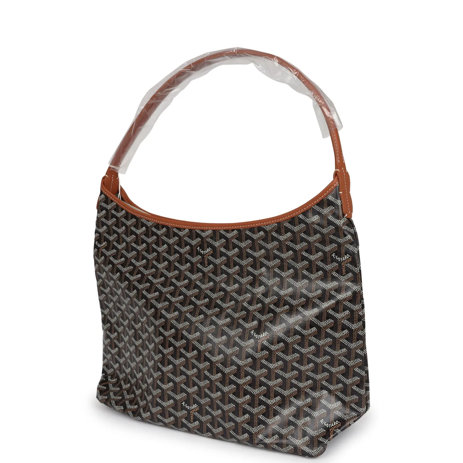 Goyard Goyardine Black and Brown Boheme PM Hobo Bag Palladium Hardware