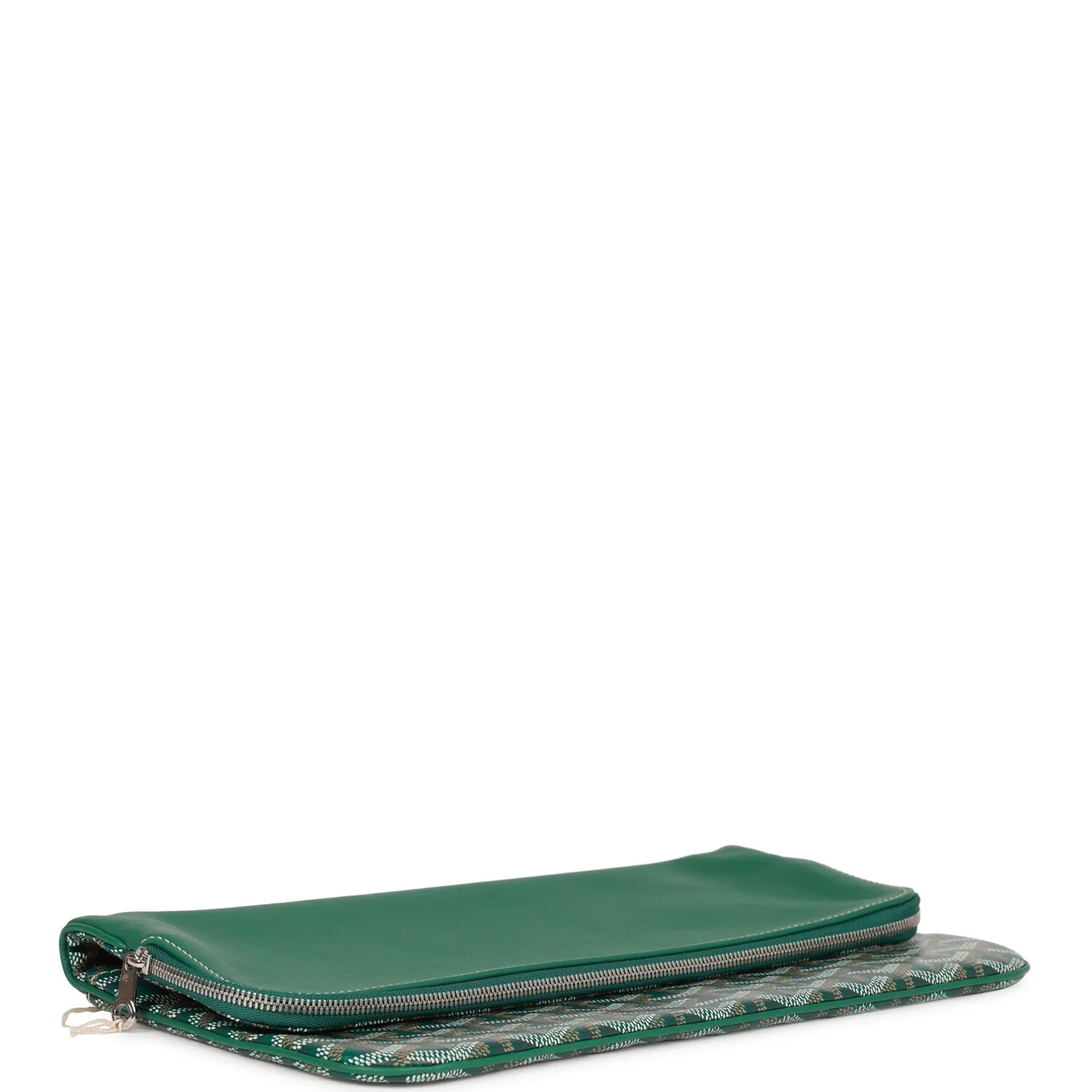 Goyard Sainte-Marie MM Foldable Clutch Bag Green Goyardine Silver Hardware