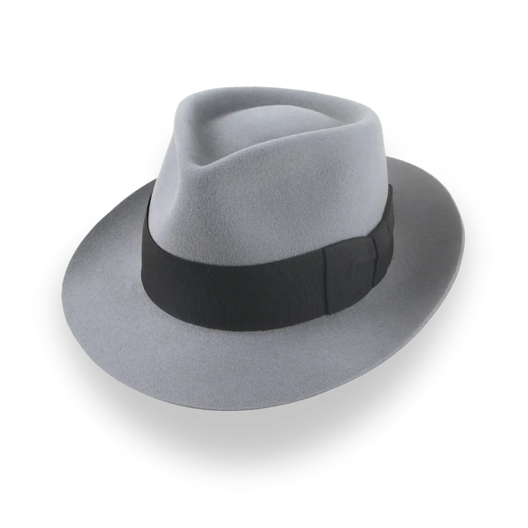 Grey 1940s Bogart Fedora Hat in Smooth Fur Felt | The Shadows