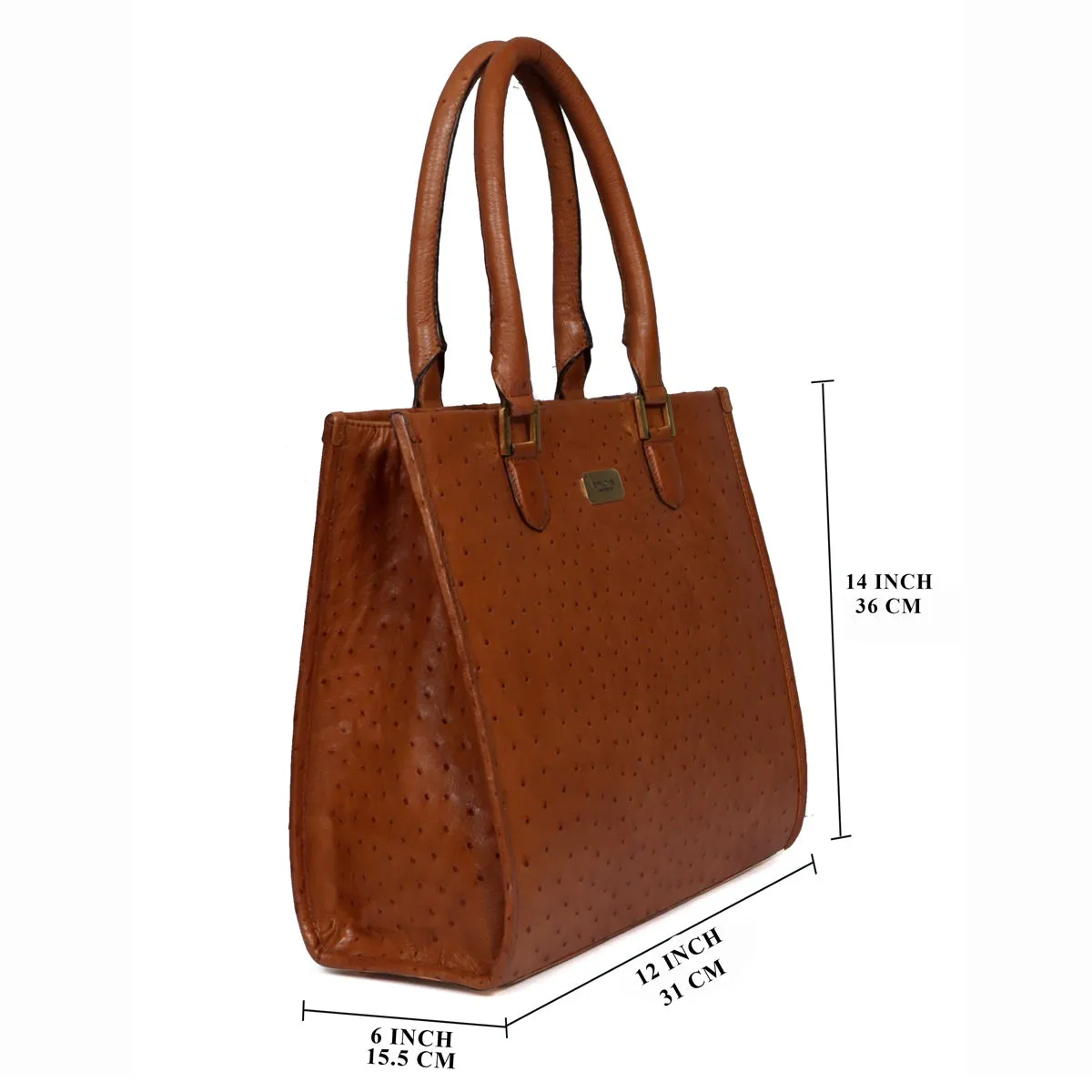 Hand Bag/Shopping Bag in Tan Luxurious Real Ostrich Leather