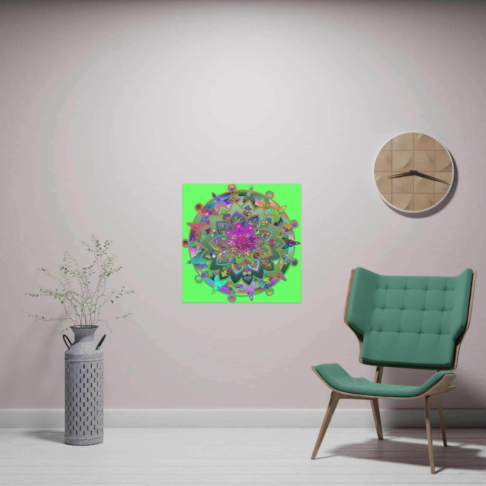 Hand-Drawn Mandala Art Poster - Light Green