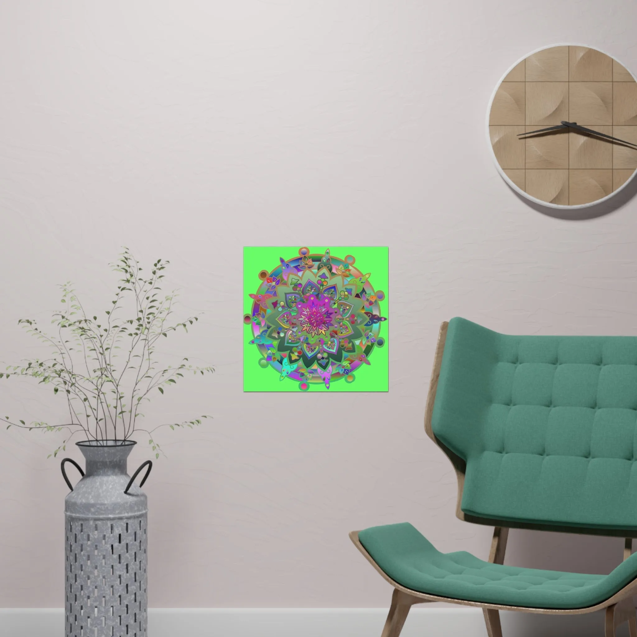 Hand-Drawn Mandala Art Poster - Light Green