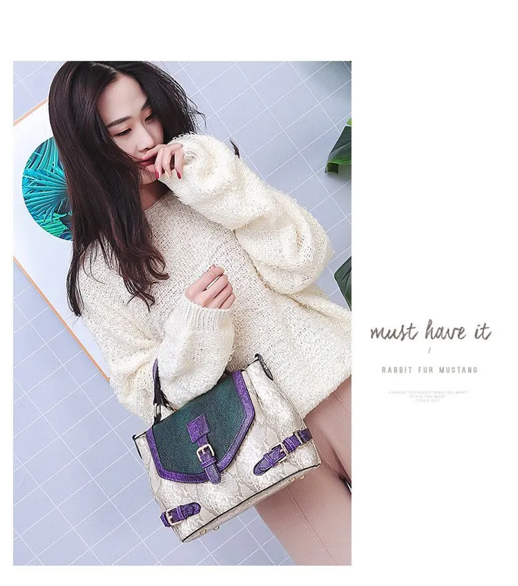 Handbags Luxury Snake Serpentine Shoulder Bag Tote Patchwork