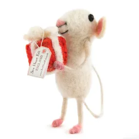 Handcrafted Felt Mouse with a present, Nepal