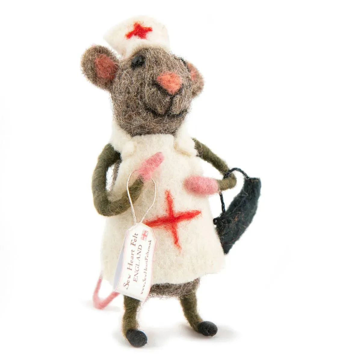 Handcrafted Nurse  Felt Mouse, Nepal