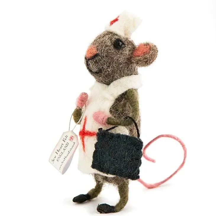 Handcrafted Nurse  Felt Mouse, Nepal