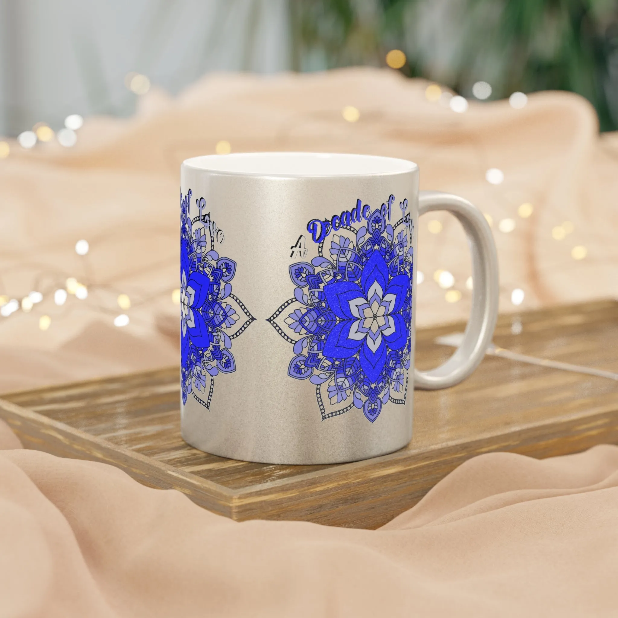 Handmade Mandala Metallic Mug - 10th Anniversary Gift