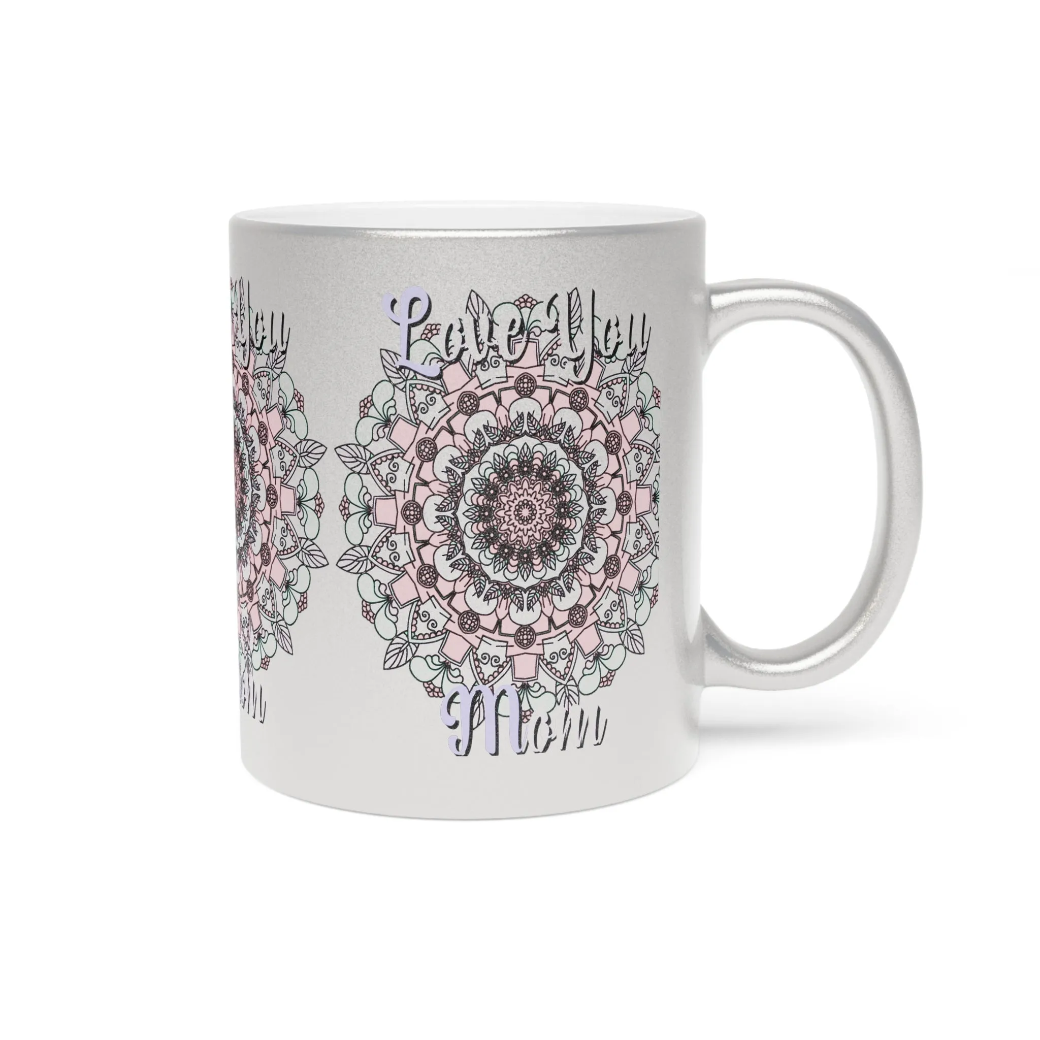 Handmade Mandala Metallic Mug for Mom - Silver/Gold