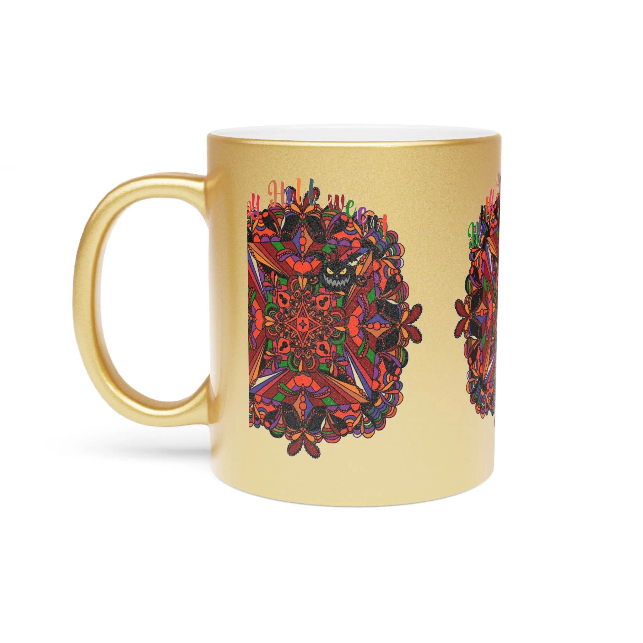 Handmade Mandala Pumpkin Mug - Silver & Gold - Mandala Design