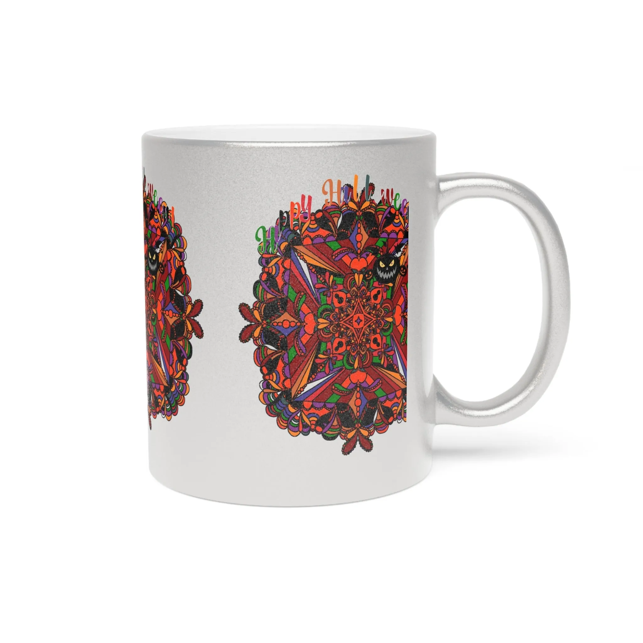 Handmade Mandala Pumpkin Mug - Silver & Gold - Mandala Design