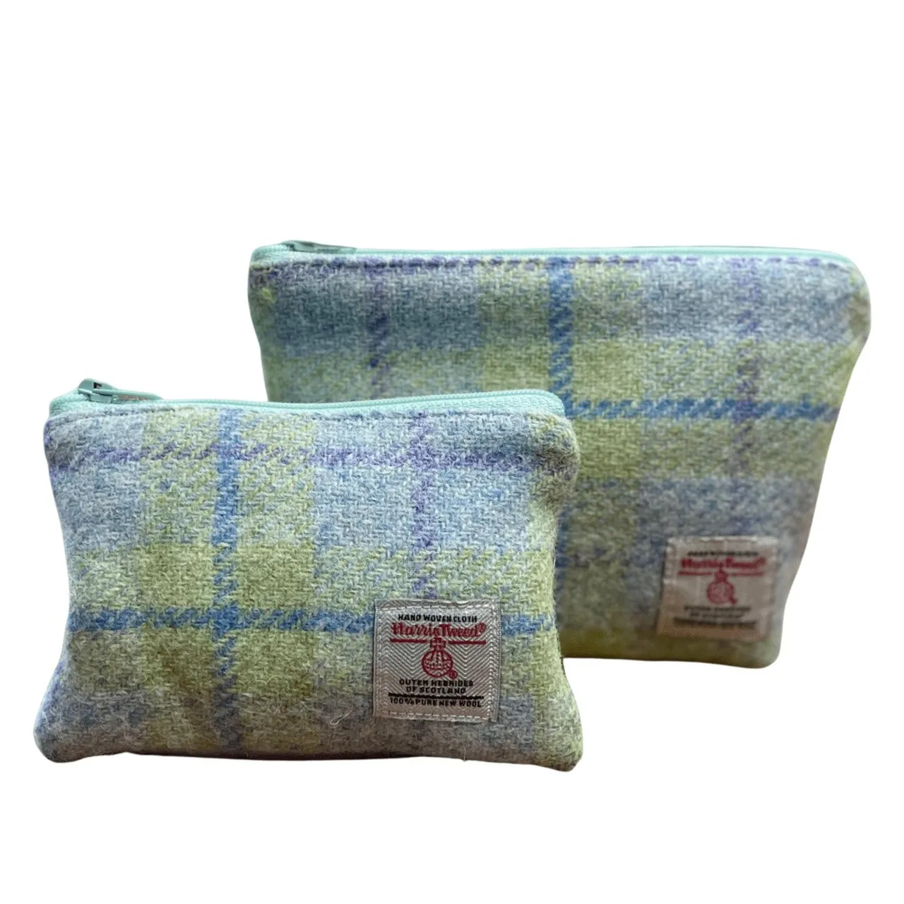 Harris Tweed Make-up Bag - Pastel Lime Check