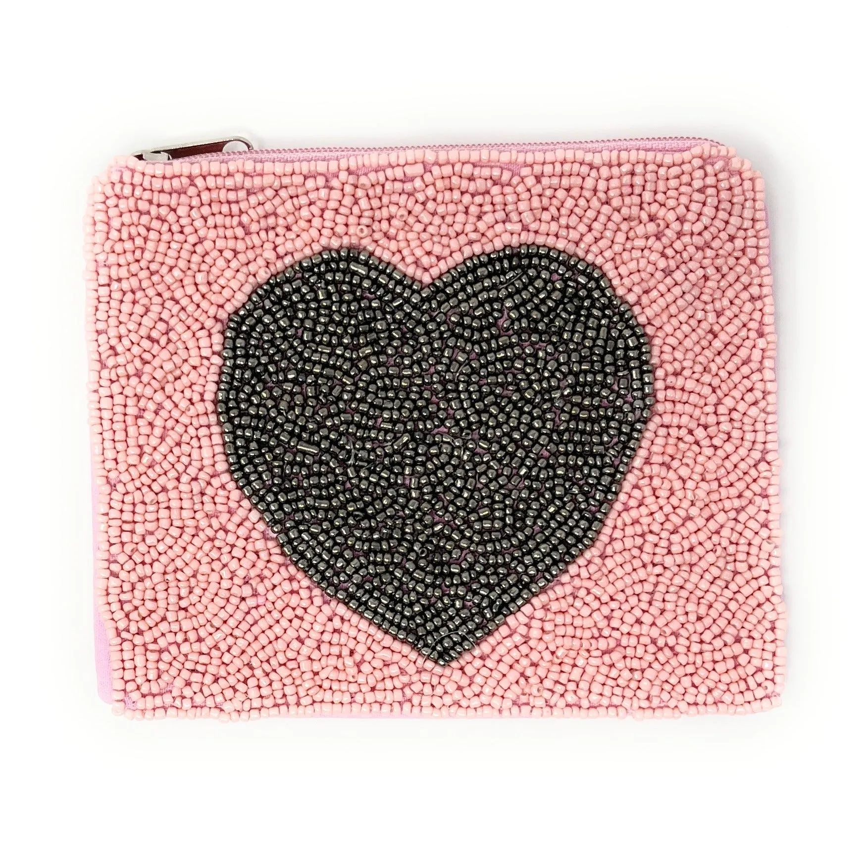 Heart Beaded Coin Purse