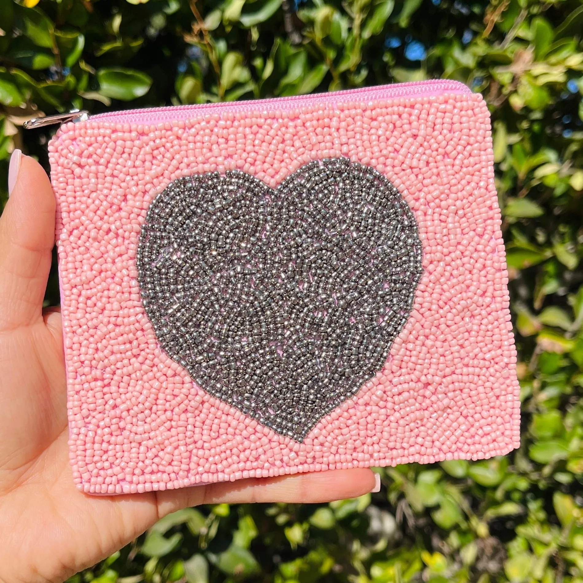 Heart Beaded Coin Purse