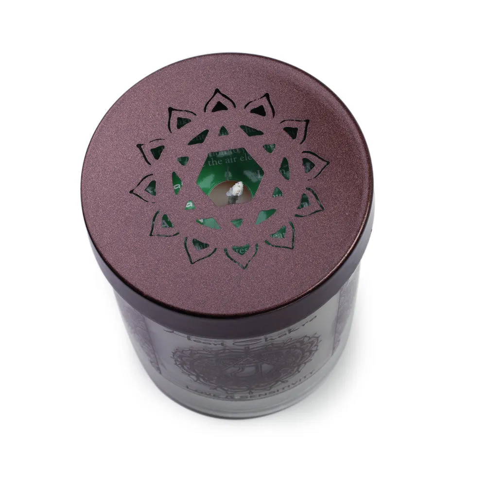 Heart Chakra Anahata | Soy Candle for Chakra Meditation Scented with Essential Oils | Wild Rose | Love and Sensitivity - 10.5oz