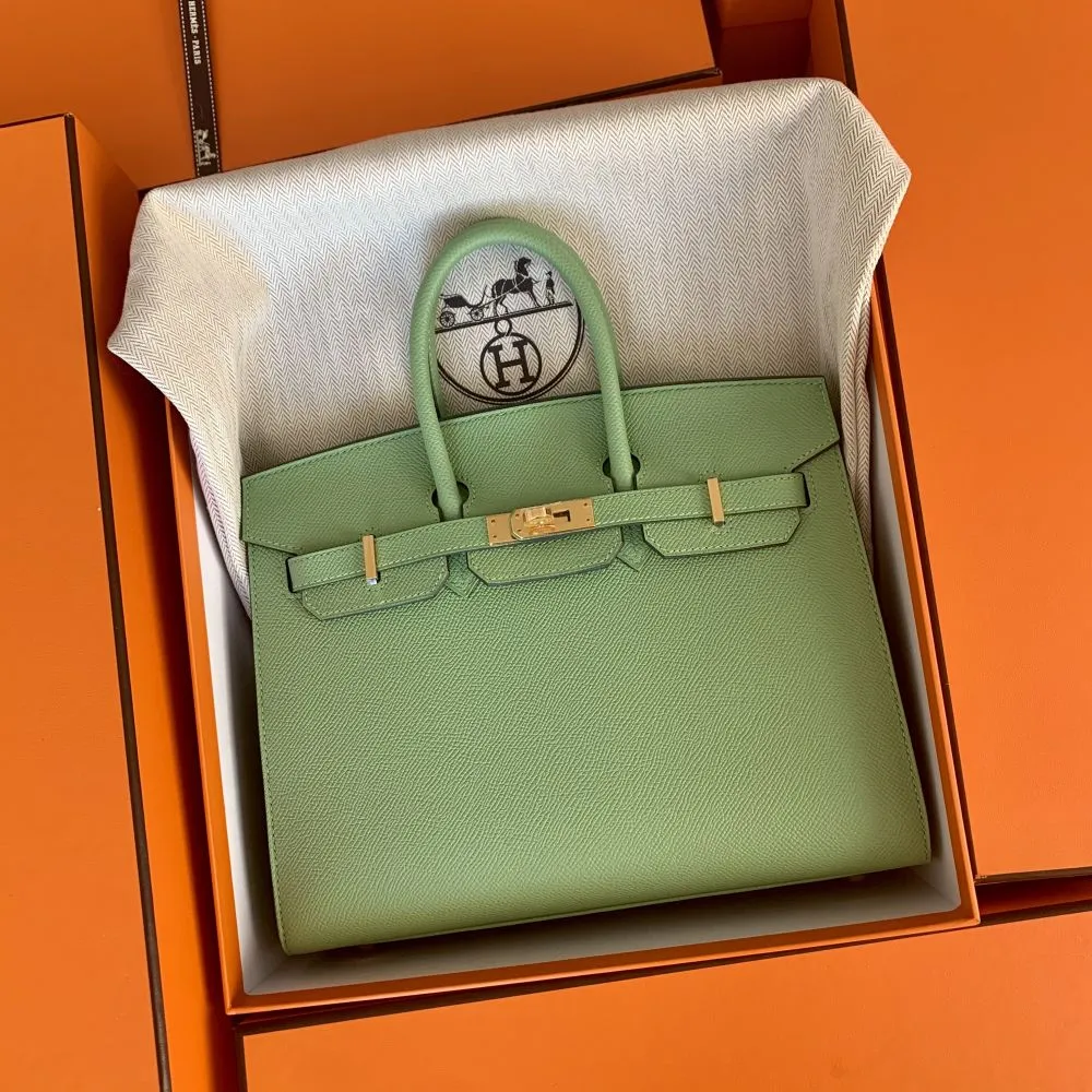 Hermès Birkin 25 Vert Criquet Sellier Epsom Gold Hardware GHW