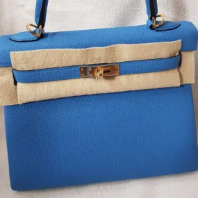 Hermès Kelly 25 Bleu Zanzibar Togo Gold Hardware GHW