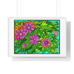 Horizontal Framed Poster - Flower Doodle 36"x24"