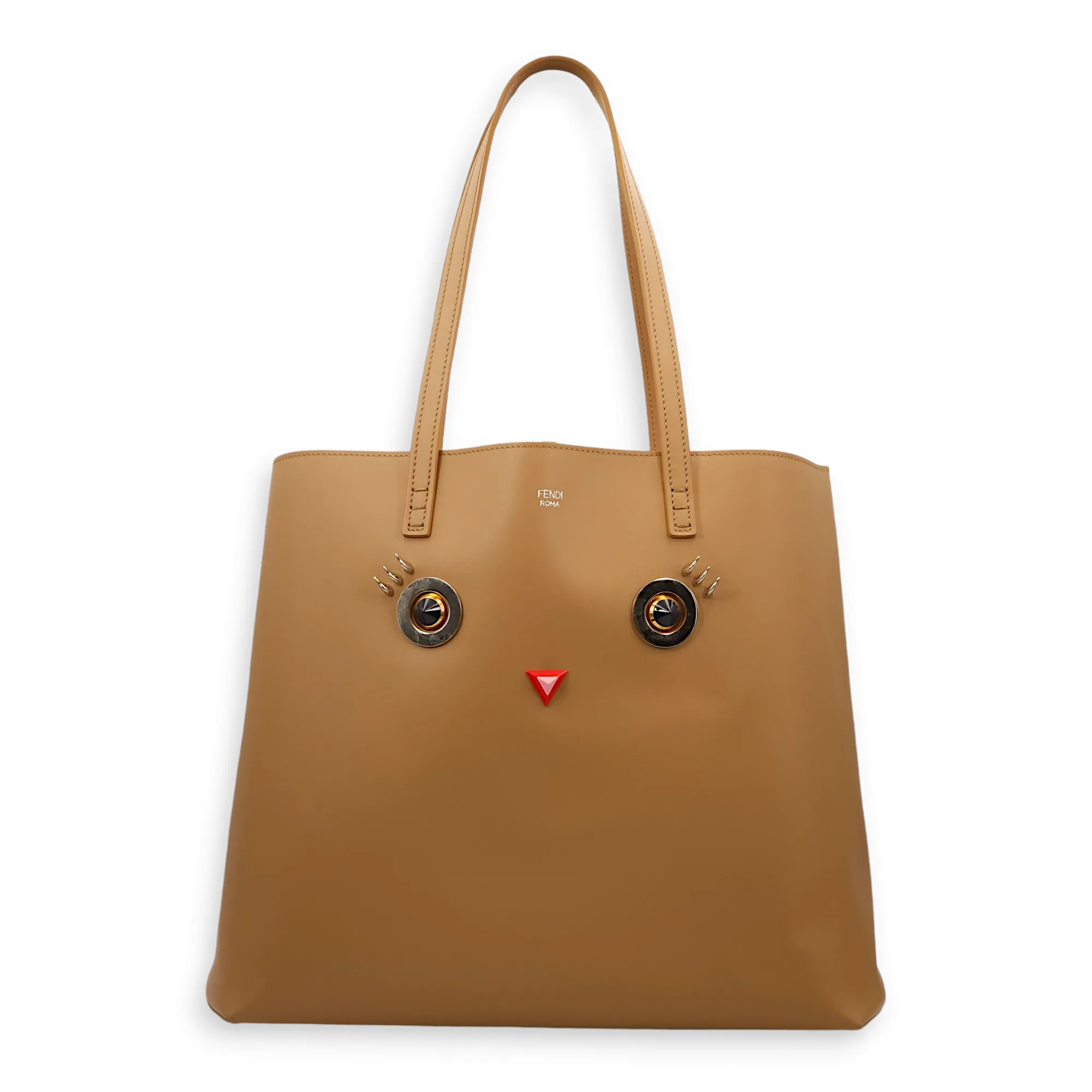 Hypnoteyes Shopping Beige/Red/Pink Tote Bag in Calfskin, 2 - Tone hardware