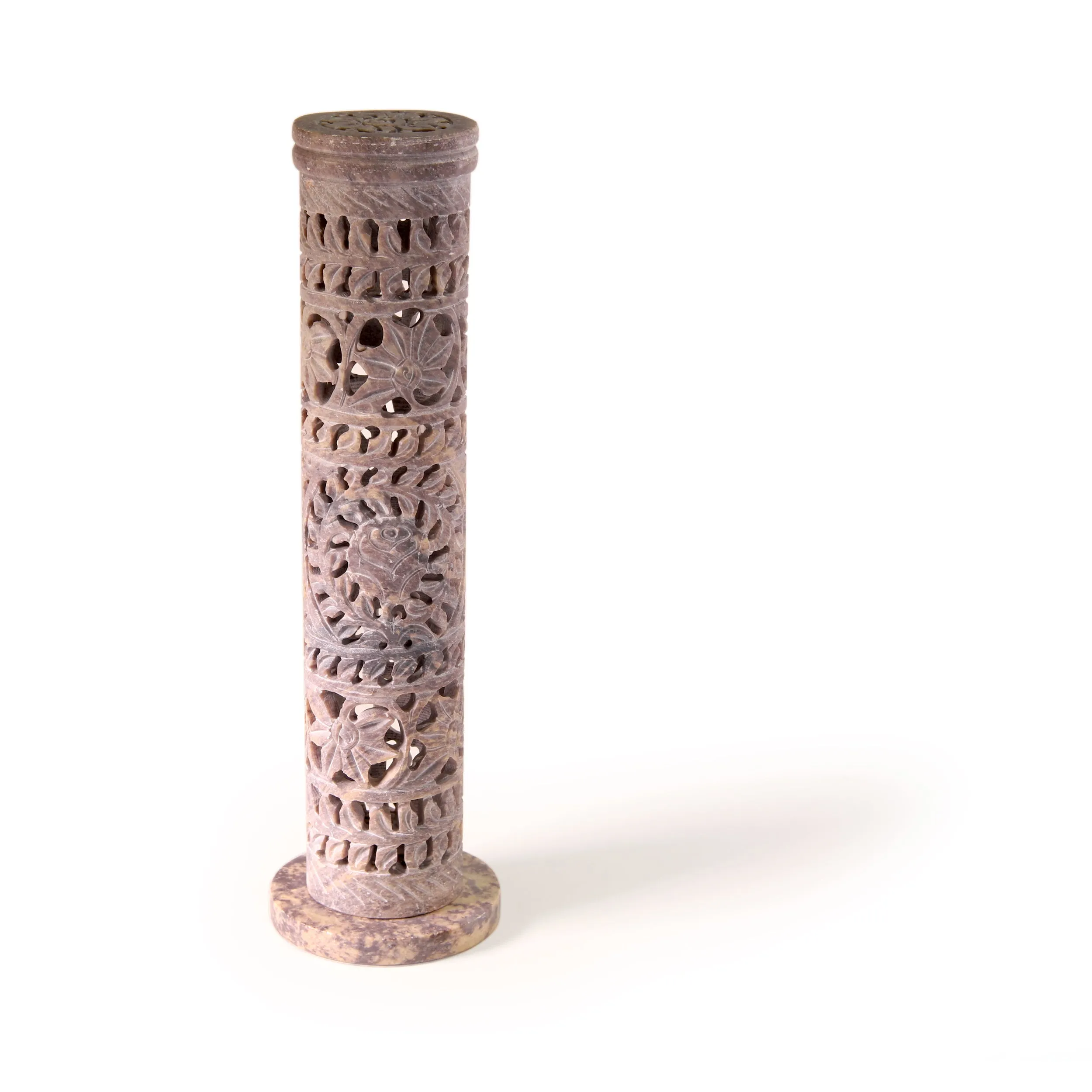 Incense Burner - Soapstone Tower Flowers Jali