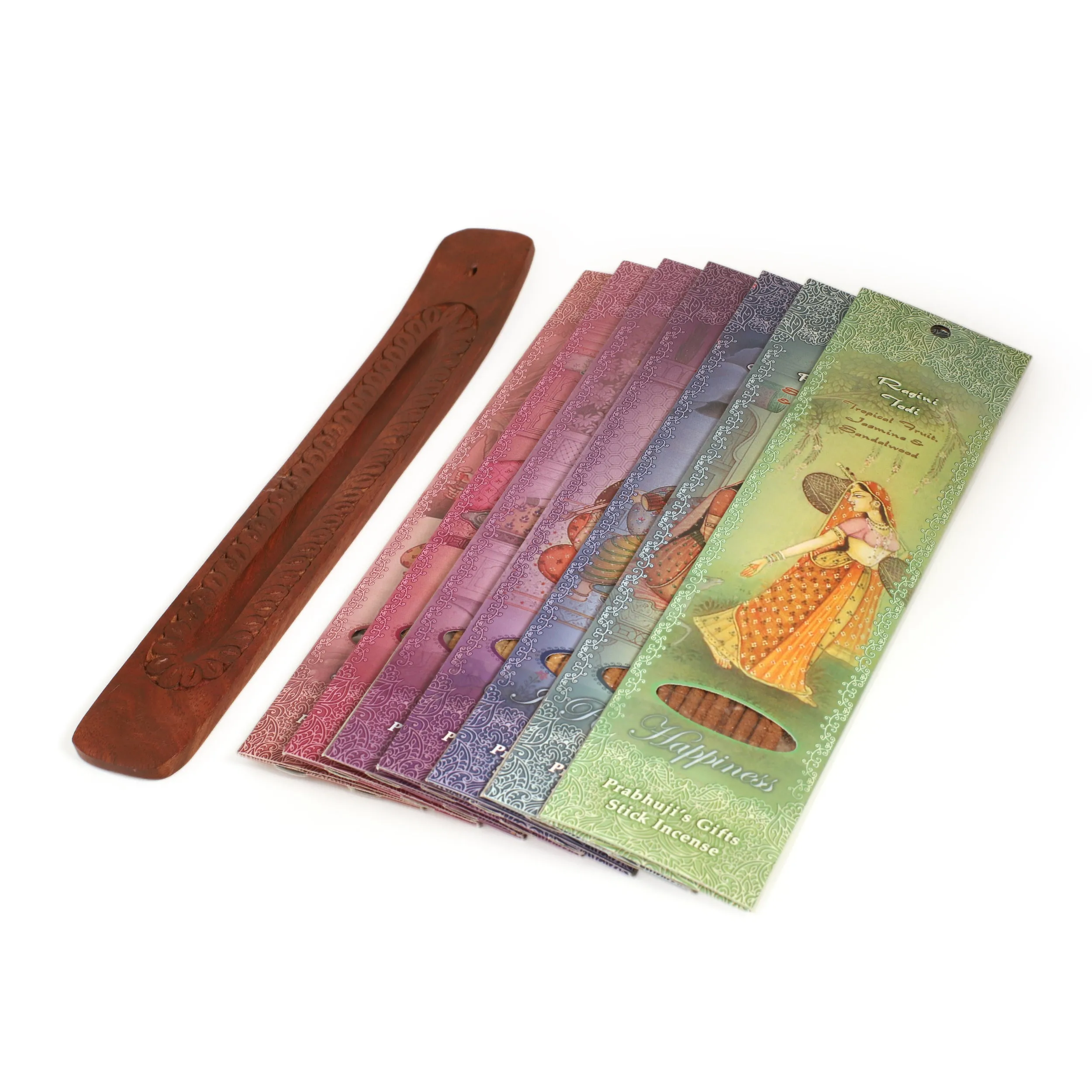 Incense Gift Set - Flat Burner   7 Harmony Incense Stick & Greeting May Love, Light, Peace & Wisdom be Yours Always