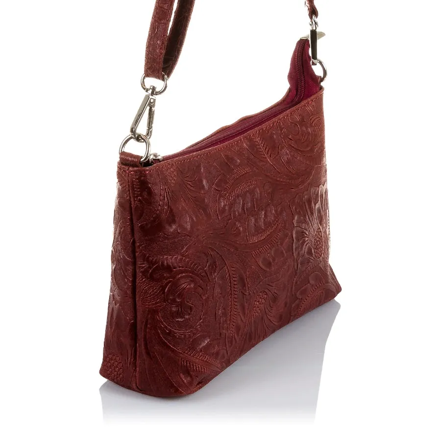 Italian Leather Engraved Shoulder Bag