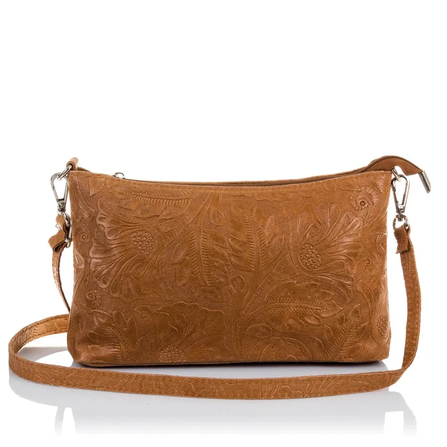 Italian Leather Engraved Shoulder Bag