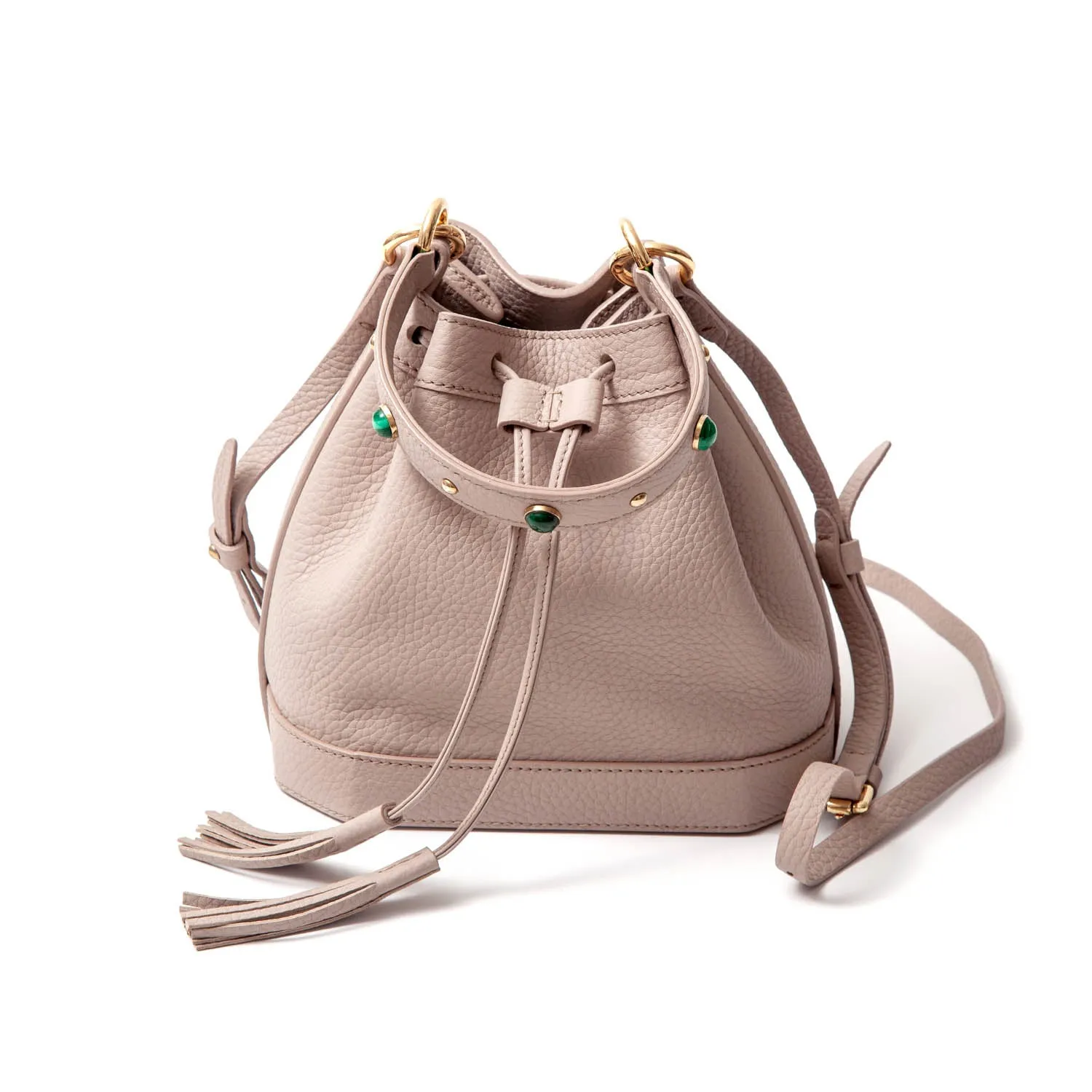 Jeweled Bucket Bag Sand