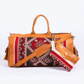 Kilim x Leather Duffle Bag With Matching Wallet