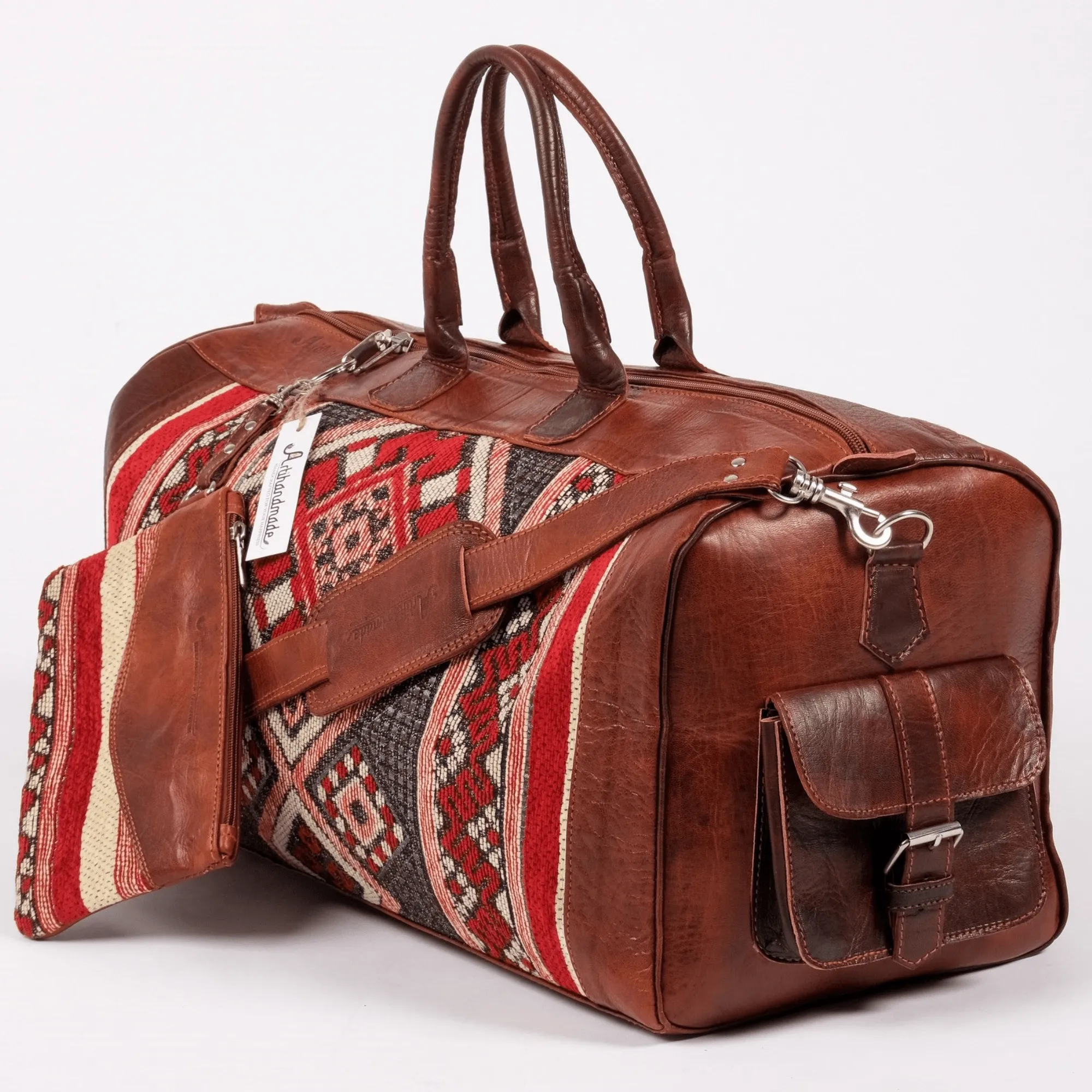 Kilim x Leather Duffle Bag With Matching Wallet