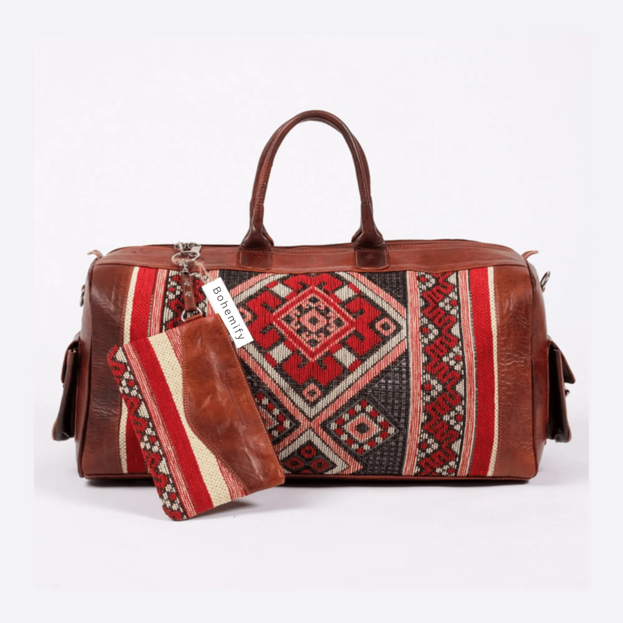 Kilim x Leather Duffle Bag With Matching Wallet